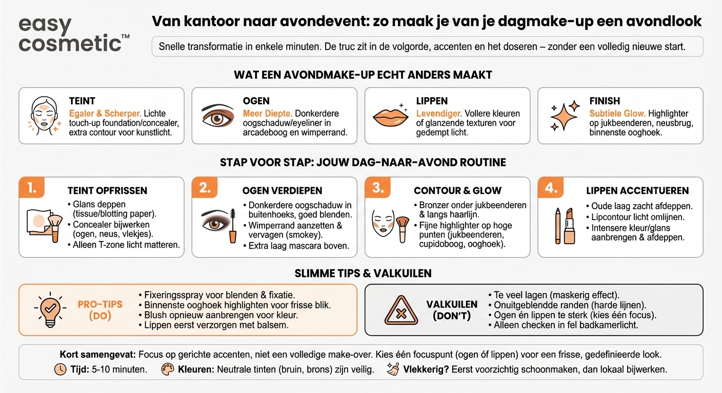 Hoe maak ik van een eenvoudige dagmake-up snel een draagbare avondlook?