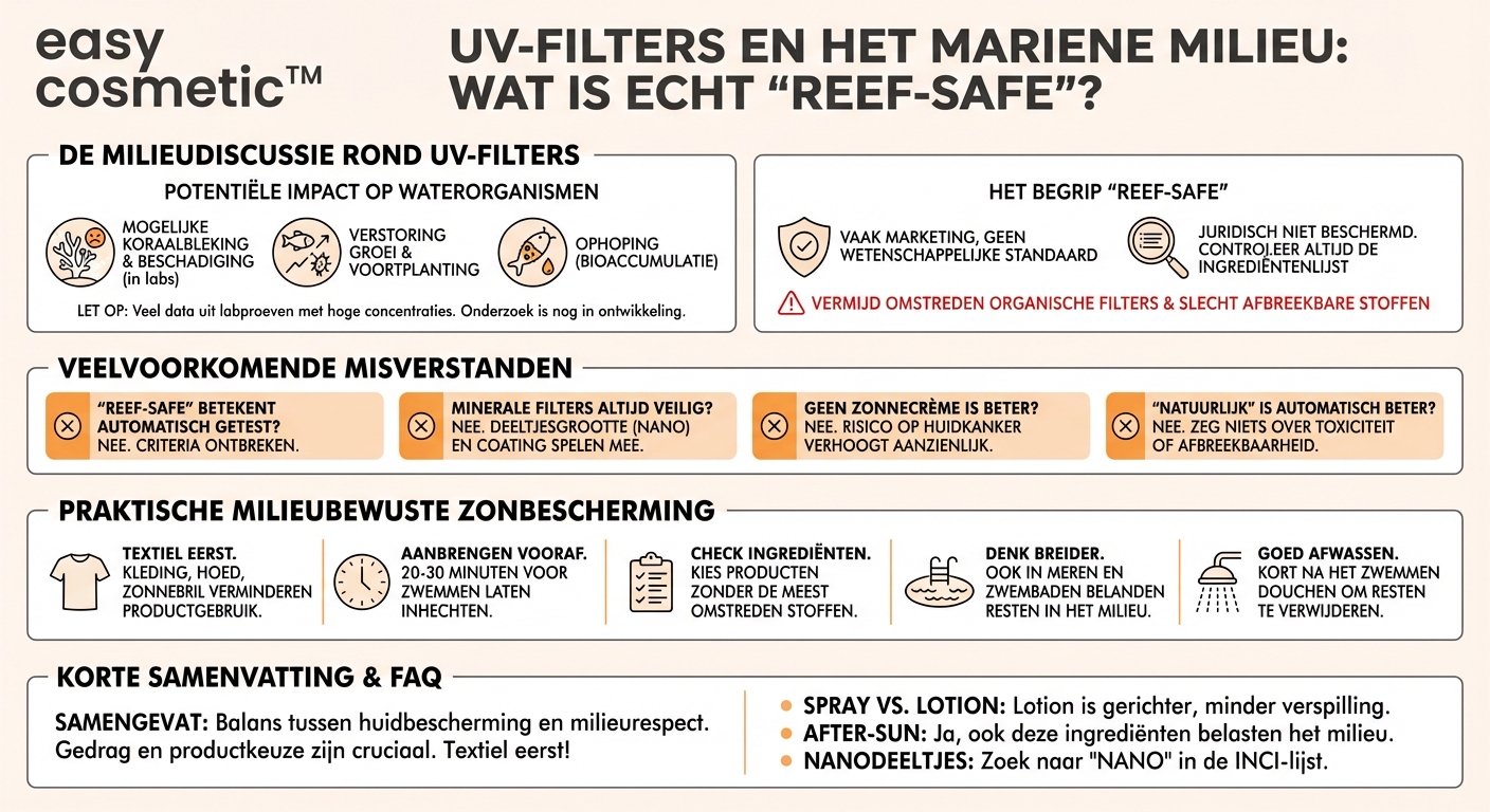 Hoe milieubelastend zijn uv-filters in zonnebrandcrèmes en welke alternatieven gelden als reef-safe?