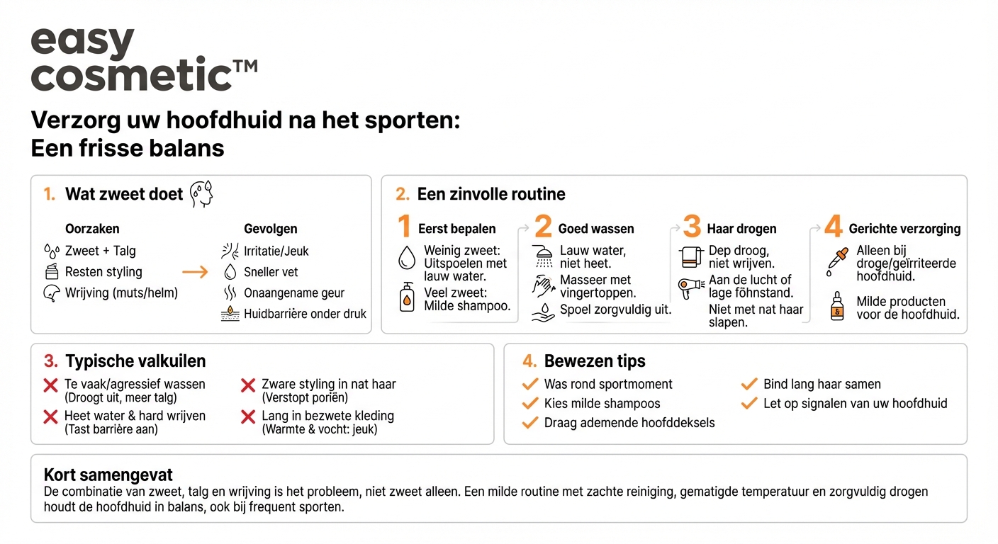 Hoe moet ik mijn hoofdhuid verzorgen na het sporten of hevig zweten?