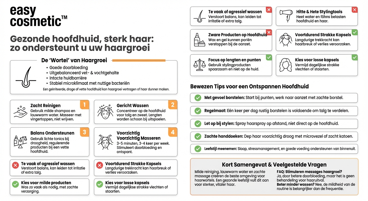 Hoe moet ik mijn hoofdhuid verzorgen om de haargroei te ondersteunen?