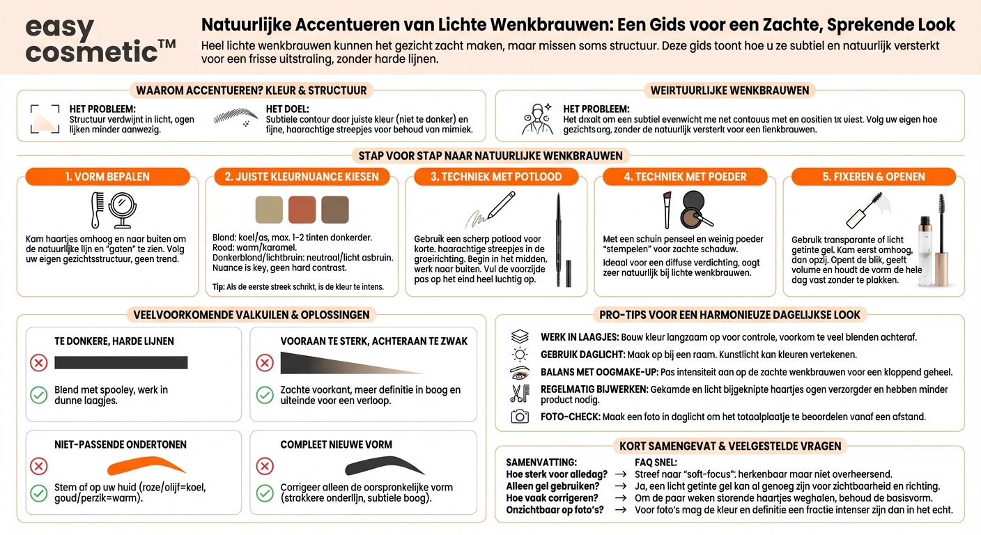 Hoe pak ik het opmaken van zeer lichte of bijna onzichtbare wenkbrauwen aan?