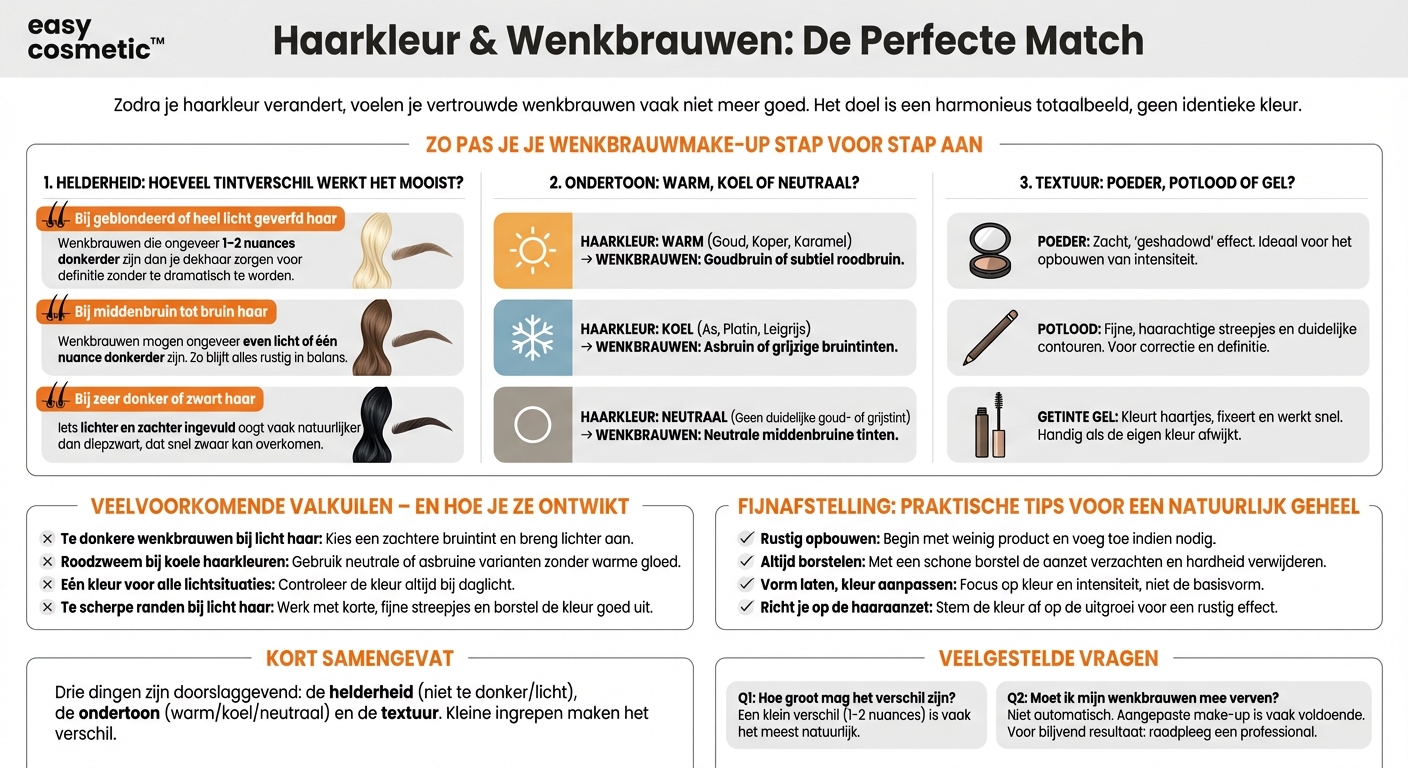 Hoe pas ik mijn wenkbrauwmake-up aan wanneer ik mijn haarkleur verf of toon?