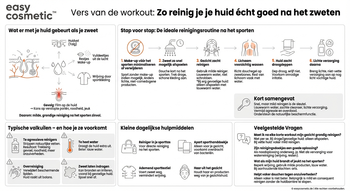 Hoe reinig ik mijn huid het beste na het sporten of na hevig zweten?