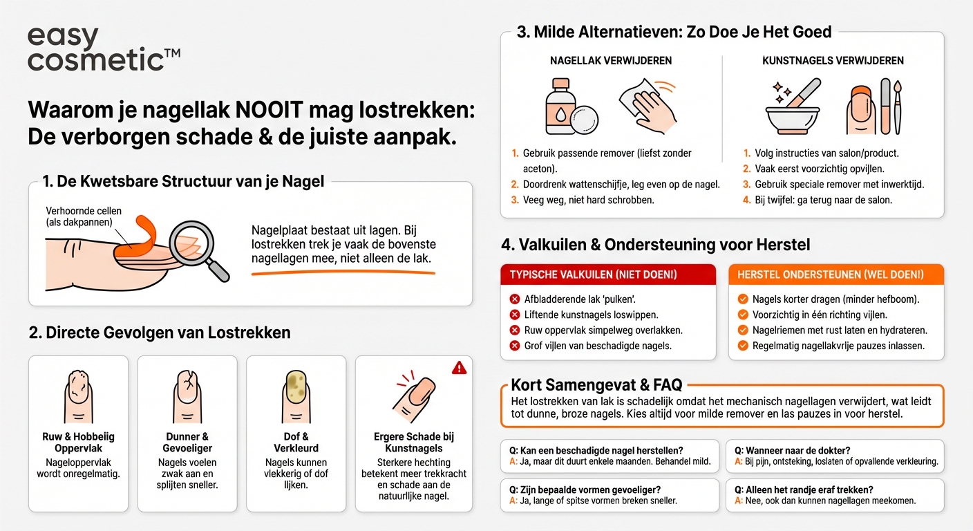 Hoe schadelijk is het lostrekken van nagellak of kunstnagels voor de nagelplaat?