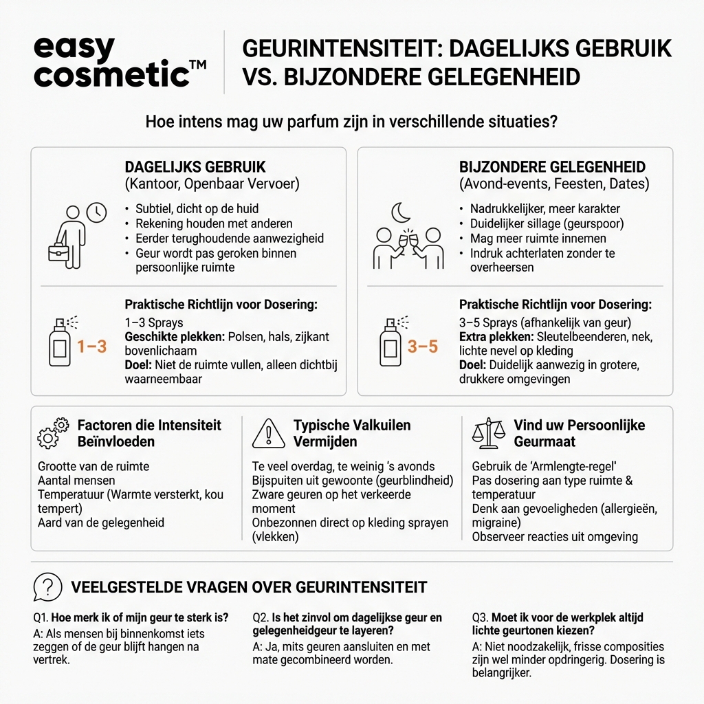 Hoe sterk moeten dagelijkse geuren zijn in vergelijking met geuren voor speciale gelegenheden?