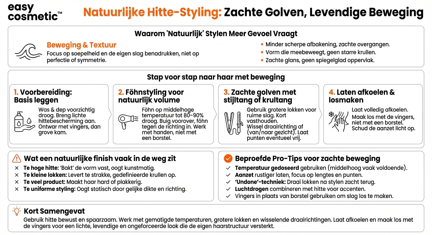 Hoe style ik mijn haar met hitte als ik een extra natuurlijke finish met veel beweging wil?