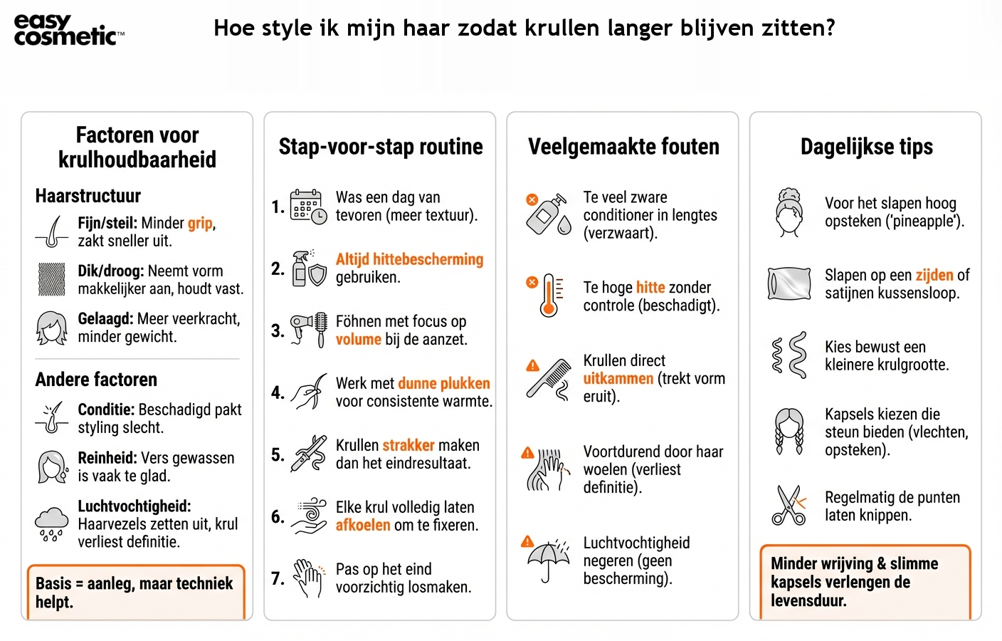 Hoe style ik mijn haar zodat krullen langer blijven zitten?