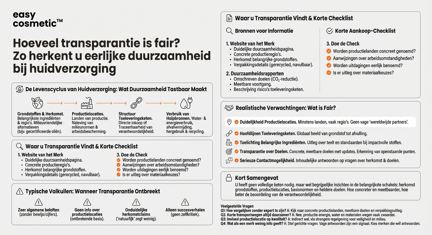 Hoe transparant zouden merken moeten zijn over hun toeleveringsketens en productielocaties, zodat ik hun duurzaamheid op het gebied van huidverzorging beter kan beoordelen?