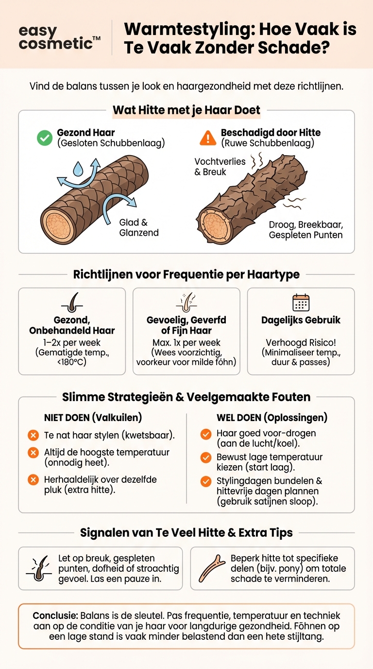 Hoe vaak kan ik mijn haar met hitte stylen zonder het te veel te belasten?