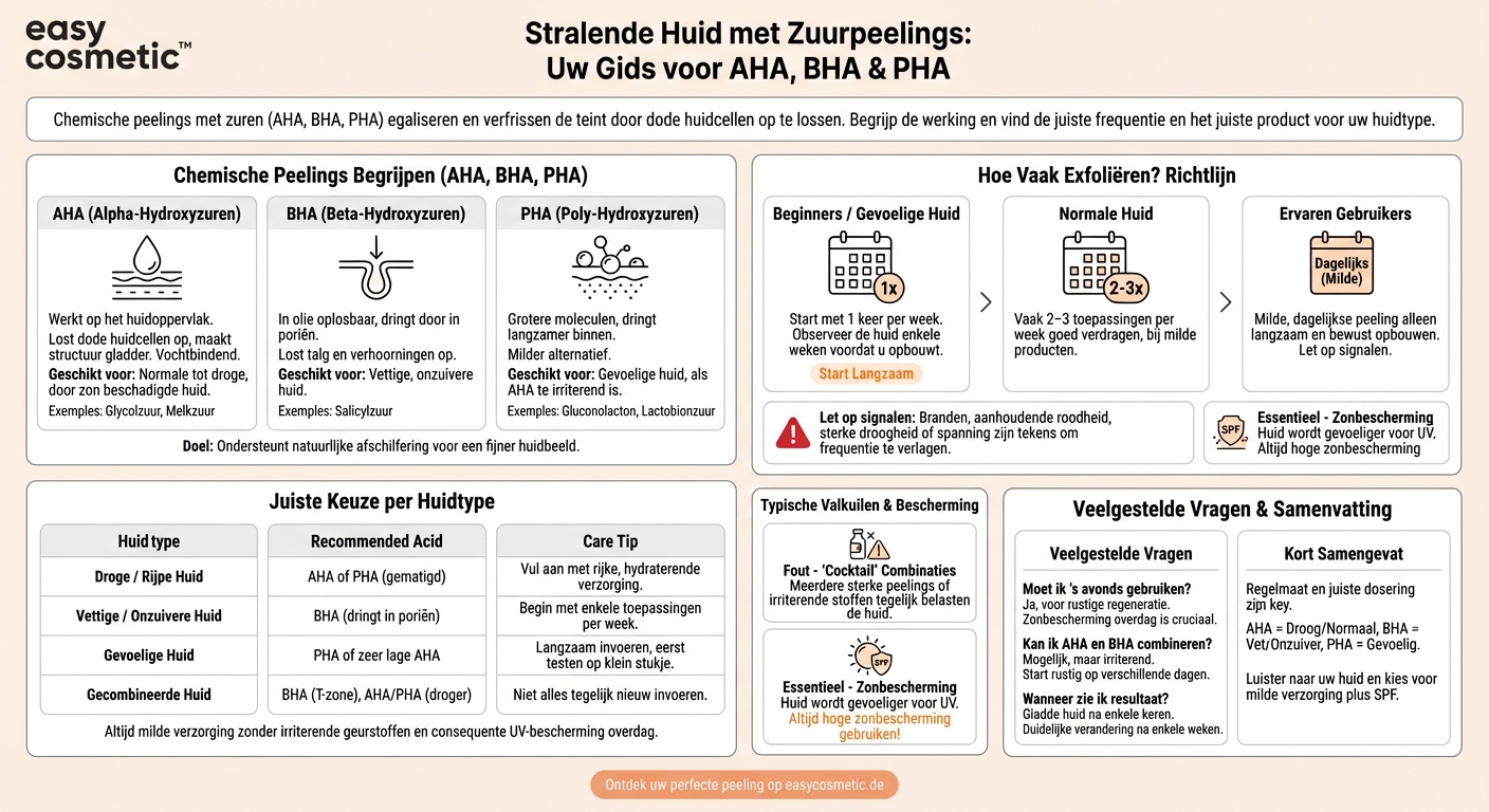 Hoe vaak mag ik exfoliëren en welke zuren (AHA/BHA/PHA) zijn geschikt voor mijn huid?