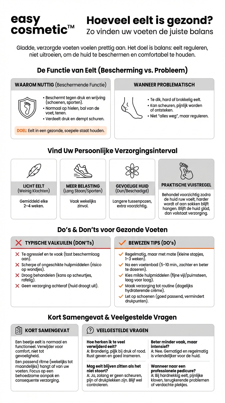 Hoe vaak moet eelt op de voeten worden verwijderd om een goede balans tussen bescherming en verzorging te behouden?