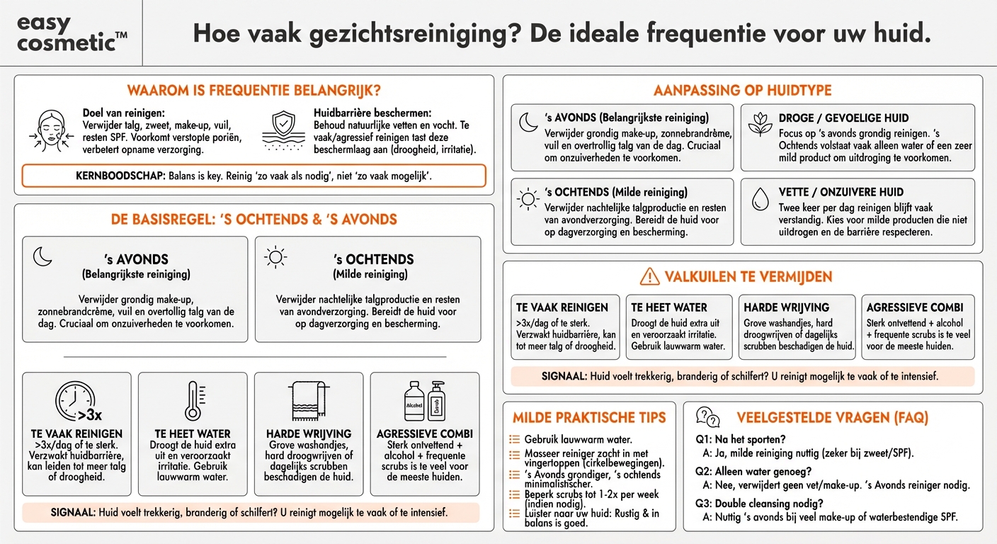 Hoe vaak moet ik mijn gezicht per dag reinigen?