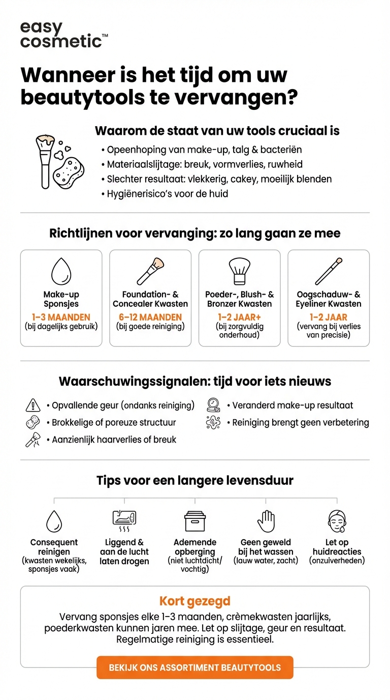 Hoe vaak moet ik mijn make-uppenselen en tools vervangen of vernieuwen?