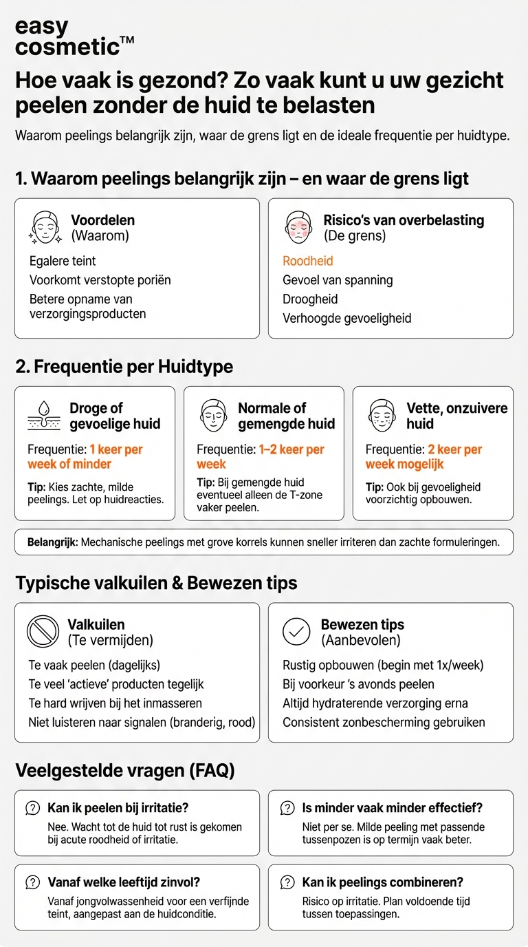 Hoe vaak moet je je gezicht peelen zonder de huid te irriteren?