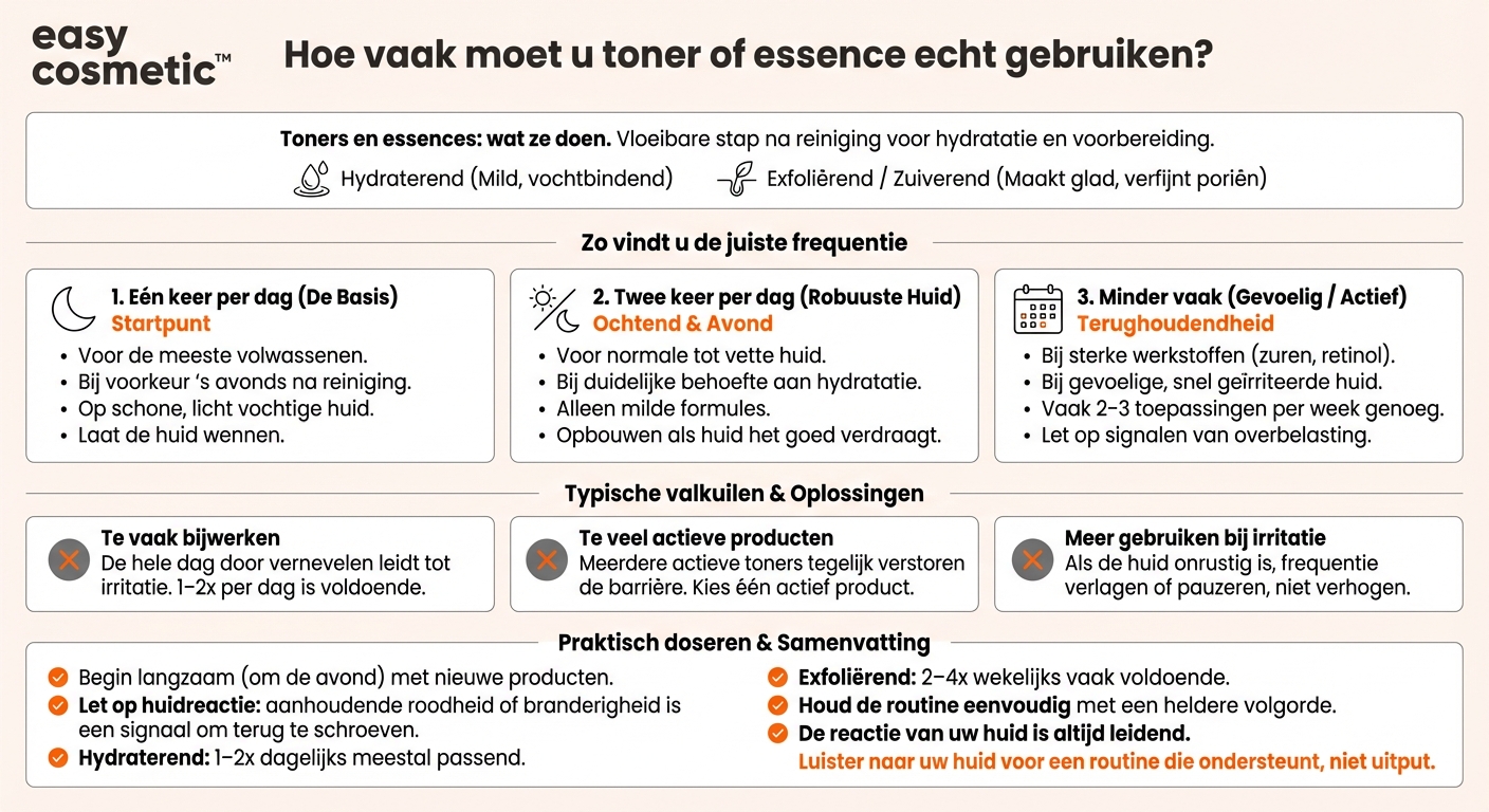 Hoe vaak per dag moet je een toner of een essence gebruiken?