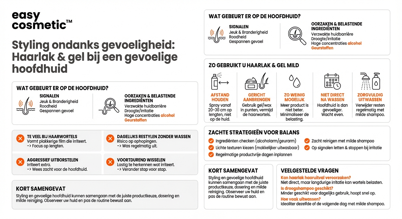 Hoe verdragen stylingproducten zoals haarspray of gel zich met een gevoelige hoofdhuid?
