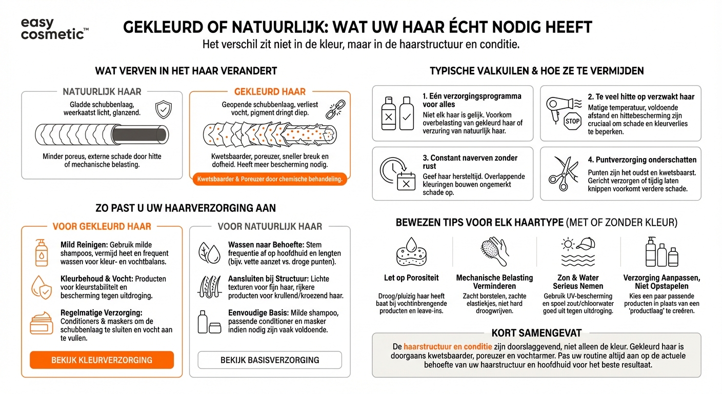 Hoe verschillen de verzorgingsbehoeften van gekleurd en natuurlijk haar?
