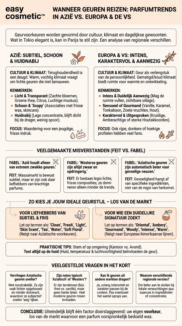 Hoe verschillen trendgeuren die voor de Aziatische markt zijn ontwikkeld van die voor Europa of de VS?