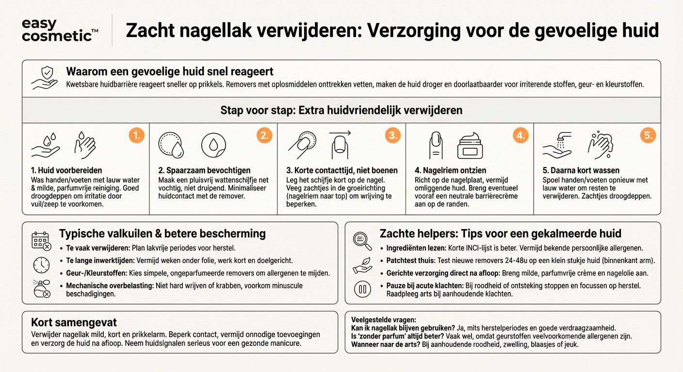 Hoe verwijder ik nagellak als ik gevoelig ben voor allergieën of contactdermatitis?