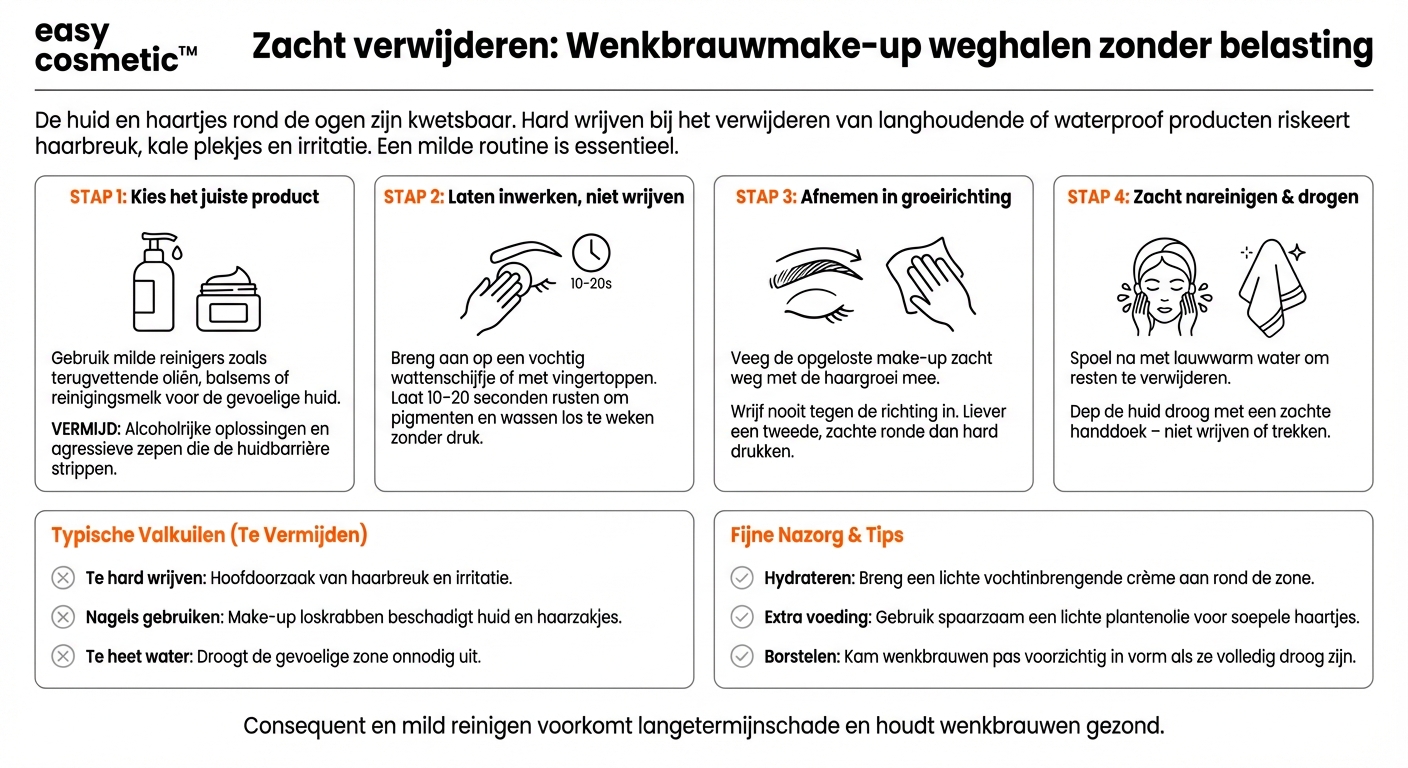 Hoe verwijder ik wenkbrauwmake-up op een milde manier zonder de haartjes te beschadigen?