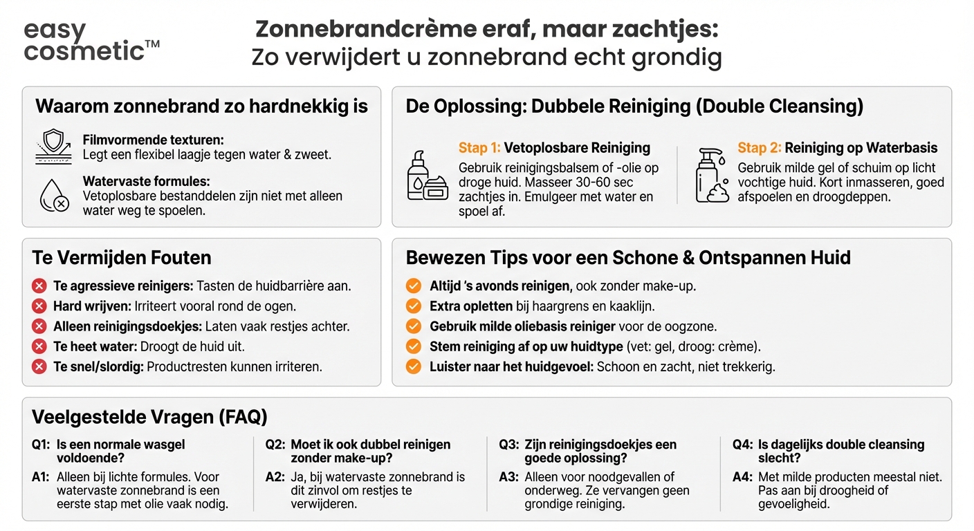 Hoe verwijder ik zonnebrandcrème betrouwbaar van mijn gezicht?