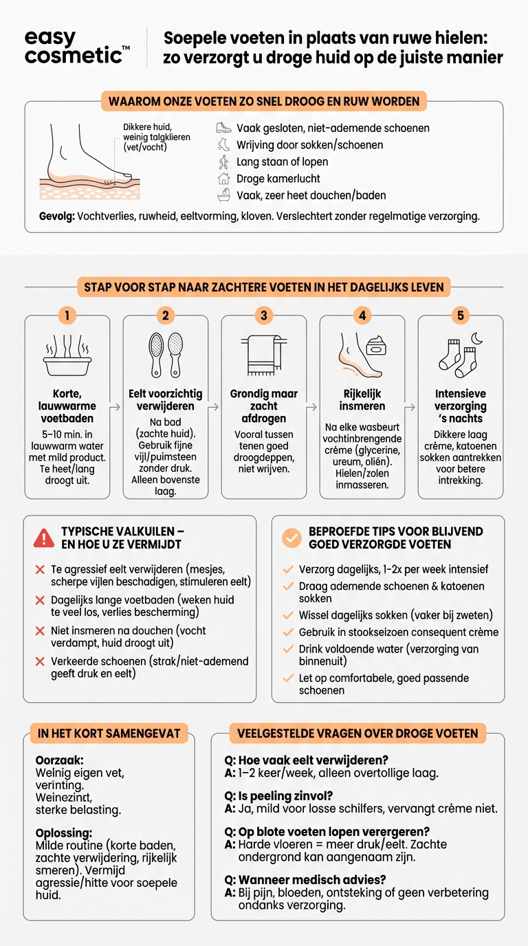 Hoe verzorg ik droge voeten en hielen op de juiste manier?