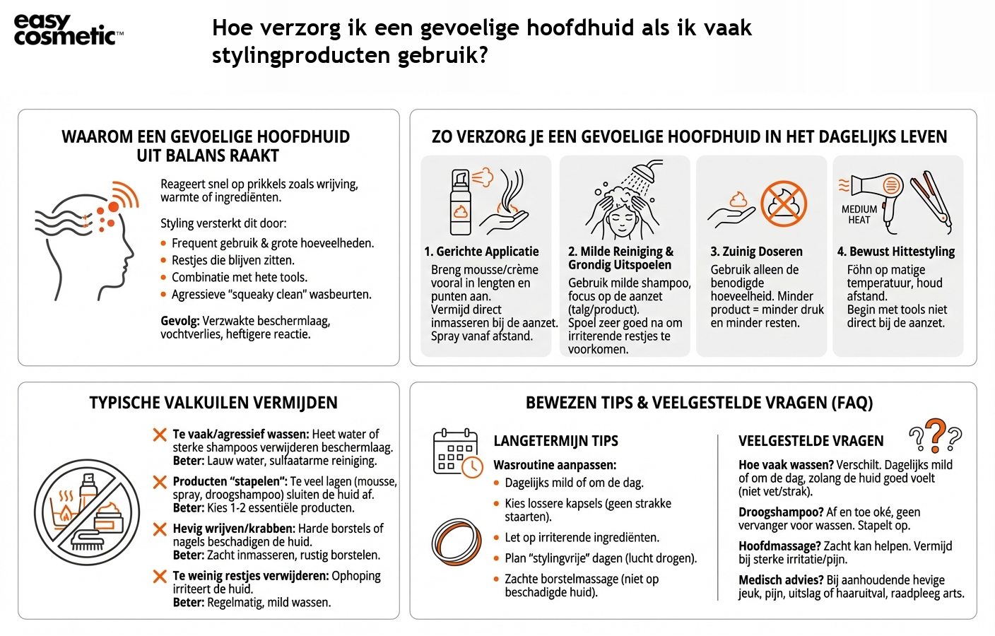 Hoe verzorg ik een gevoelige hoofdhuid als ik vaak stylingproducten gebruik?