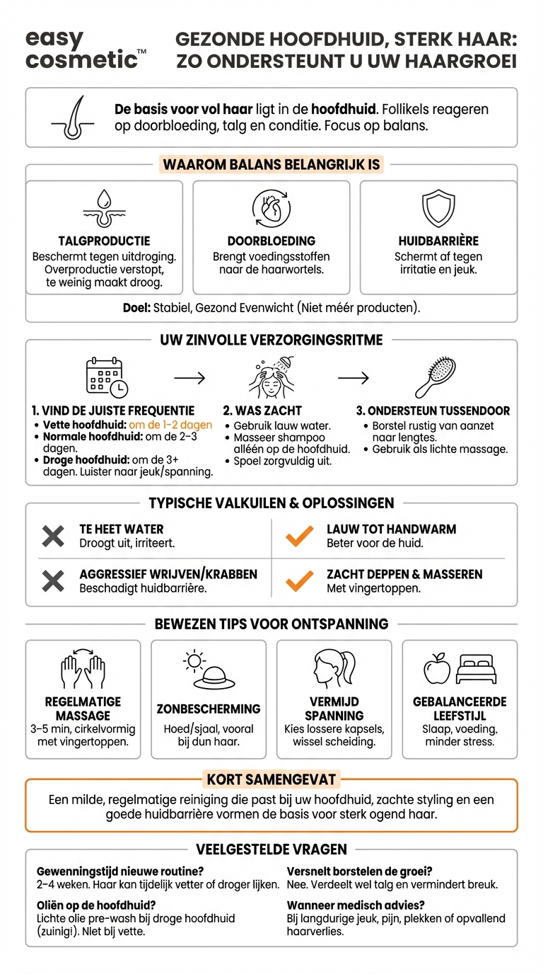 Hoe verzorg ik mijn hoofdhuid op de juiste manier om een gezonde haargroei te bevorderen?