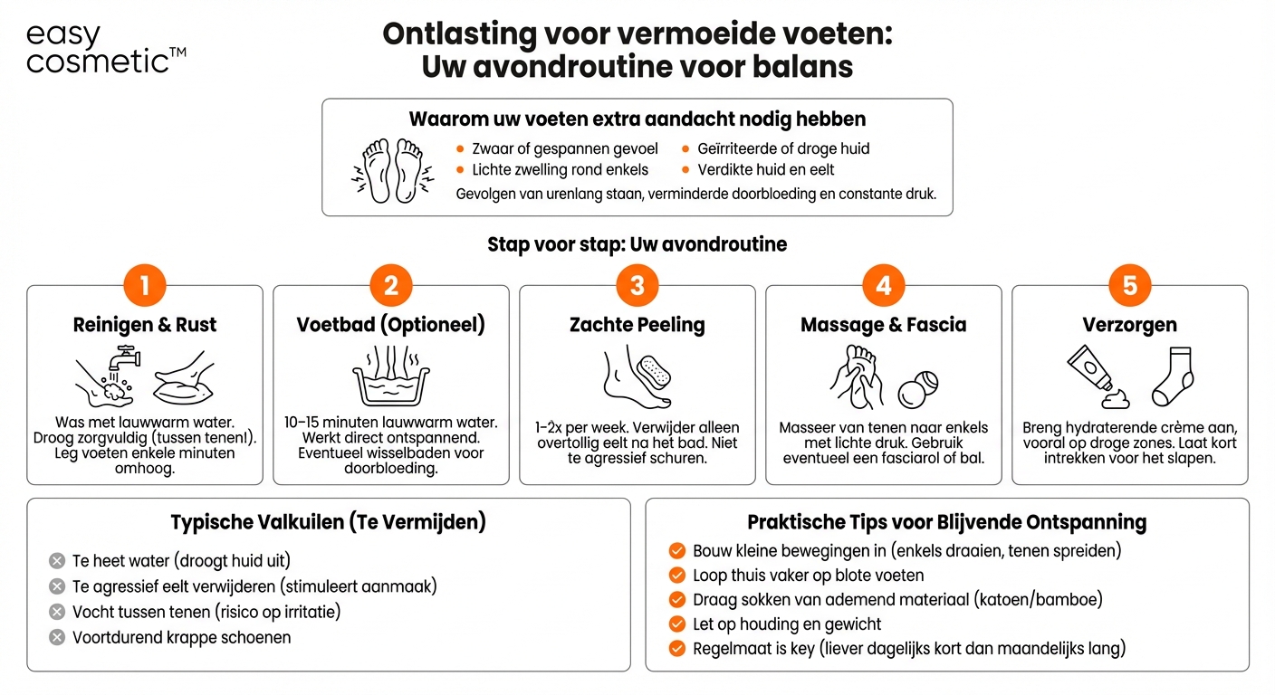 Hoe verzorg ik mijn voeten na een lange werkdag staan?