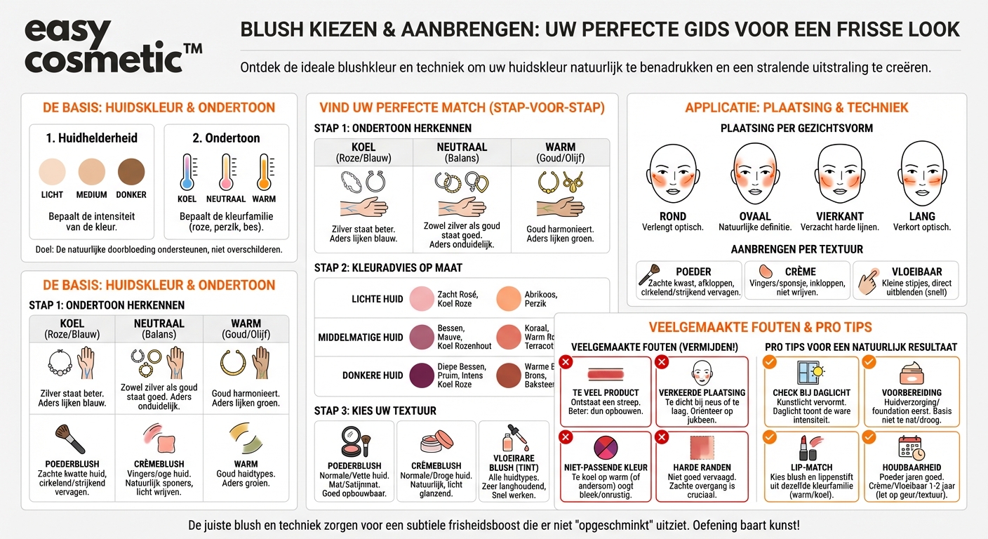Hoe vind ik de juiste blush voor mijn huidskleur en breng ik deze correct aan?