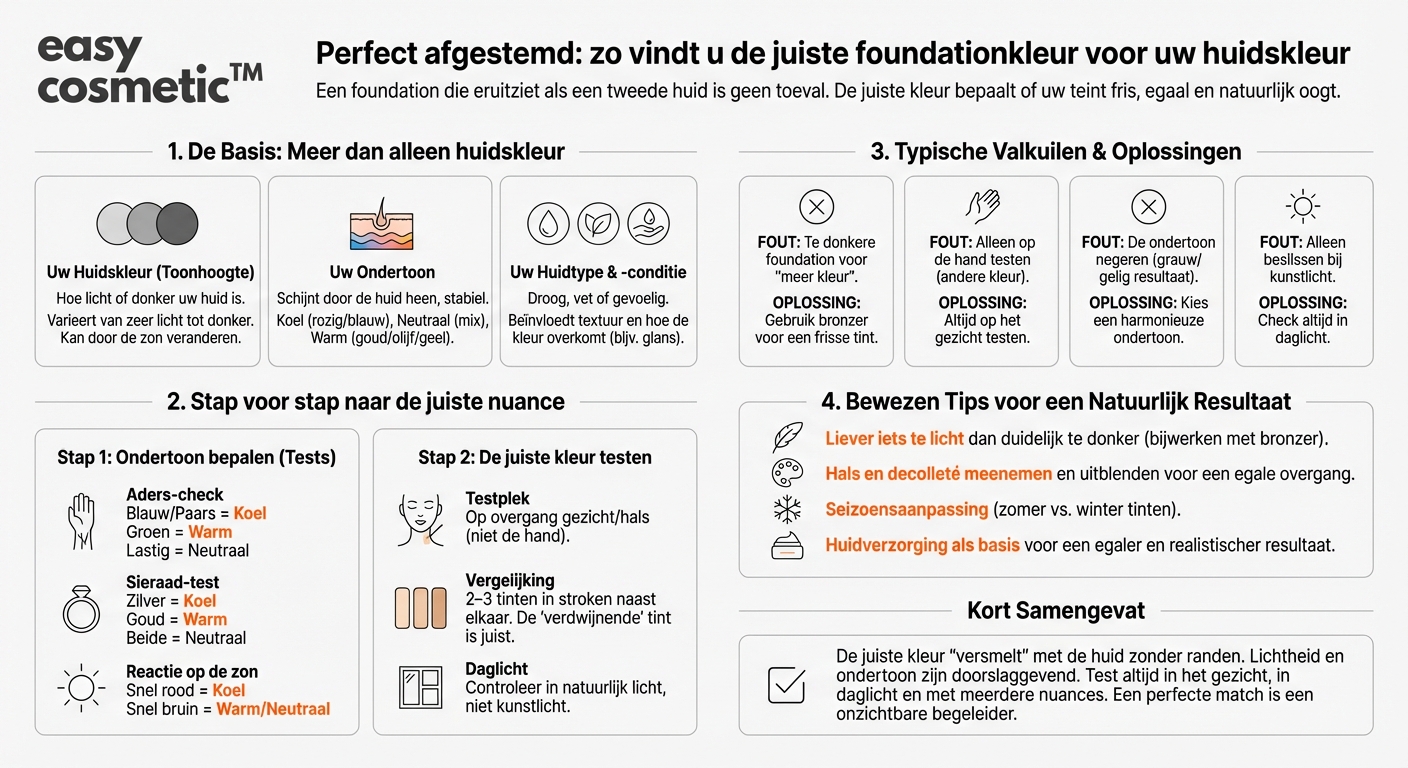 Hoe vind ik de juiste foundationkleur voor mijn huidskleur?