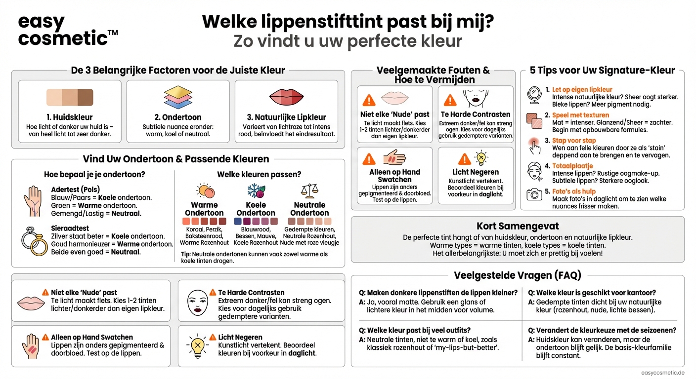 Hoe vind ik de juiste lippenstiftkleur voor mijn huidskleur?