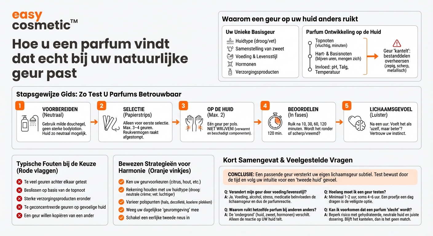 Hoe vind ik een parfum dat goed samengaat met mijn natuurlijke lichaamsgeur en niet ‘omslaat’?