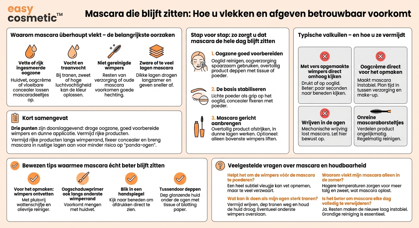 Hoe voorkom ik dat mascara vlekt of afgeeft?