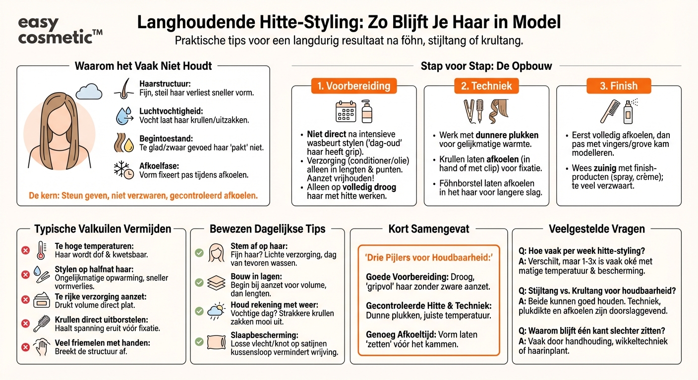 Hoe voorkom ik dat mijn haar na een uitgebreid hitte­styling snel weer in elkaar zakt?