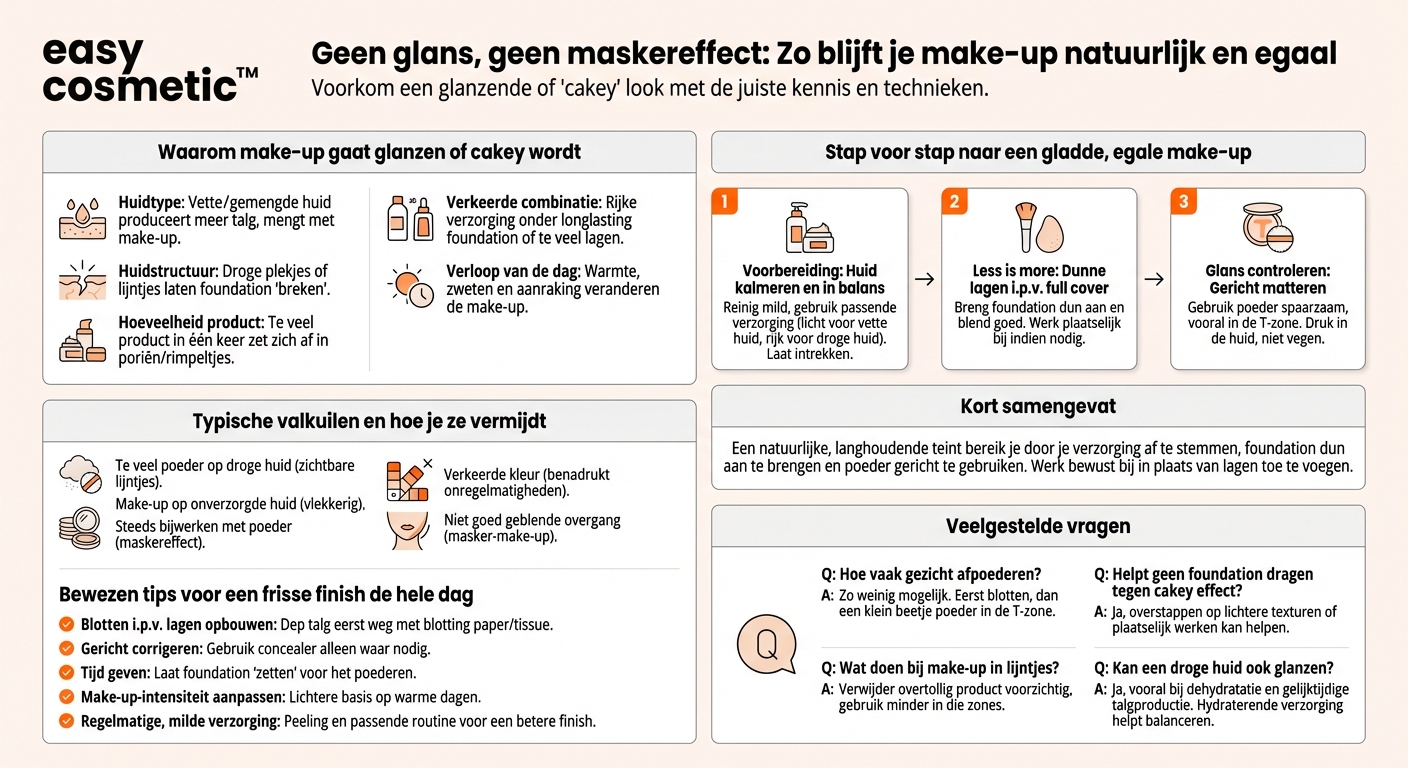 Hoe voorkom ik dat mijn make-up glanst of cakey oogt?