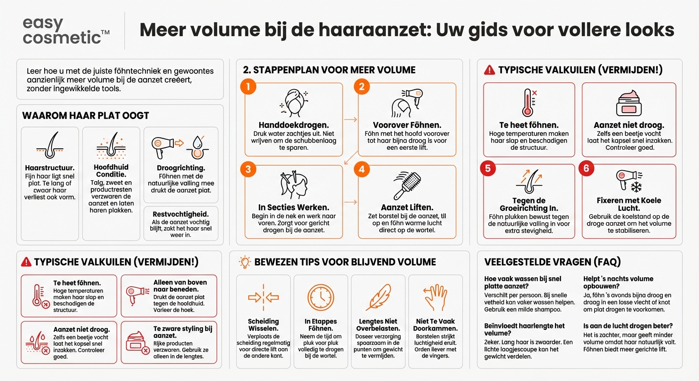 Hoe voorkom ik tijdens het föhnen dat mijn haar plat bij de haarwortel lijkt?