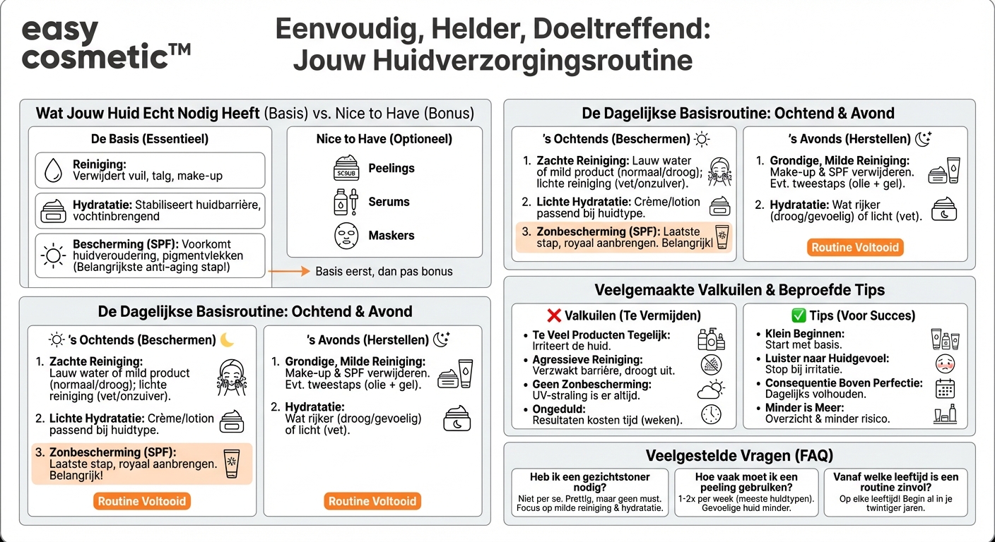 Hoe ziet een eenvoudige, effectieve huidverzorgingsroutine eruit?