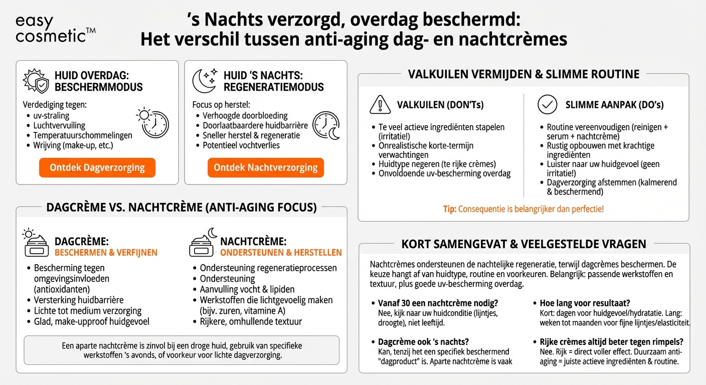 Hoe zinvol zijn nachtcrèmes met anti-agingwerkstoffen in vergelijking met dagcrèmes?