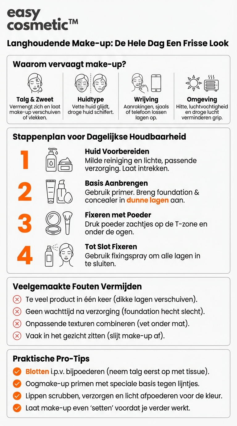 Hoe zorg ik ervoor dat mijn make-up de hele dag blijft zitten?