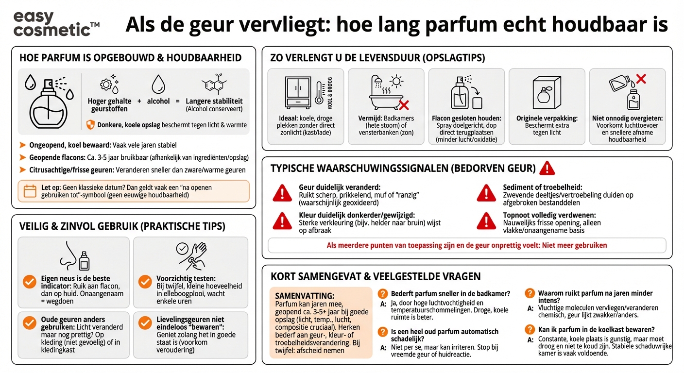 Hoelang is een parfum houdbaar en hoe herken ik dat het slecht is geworden?