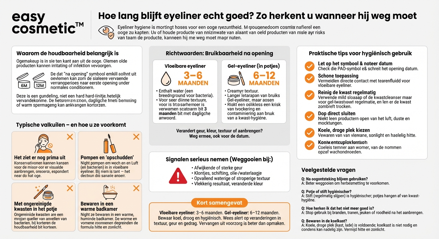 Hoelang zijn vloeibare en gel-eyeliners na opening houdbaar?