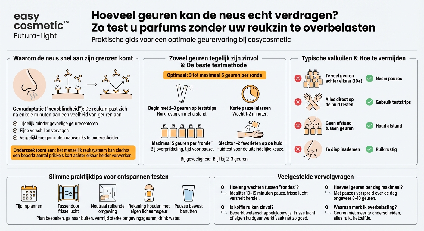 Hoeveel geuren kun je tegelijk testen zonder je neus te overbelasten?