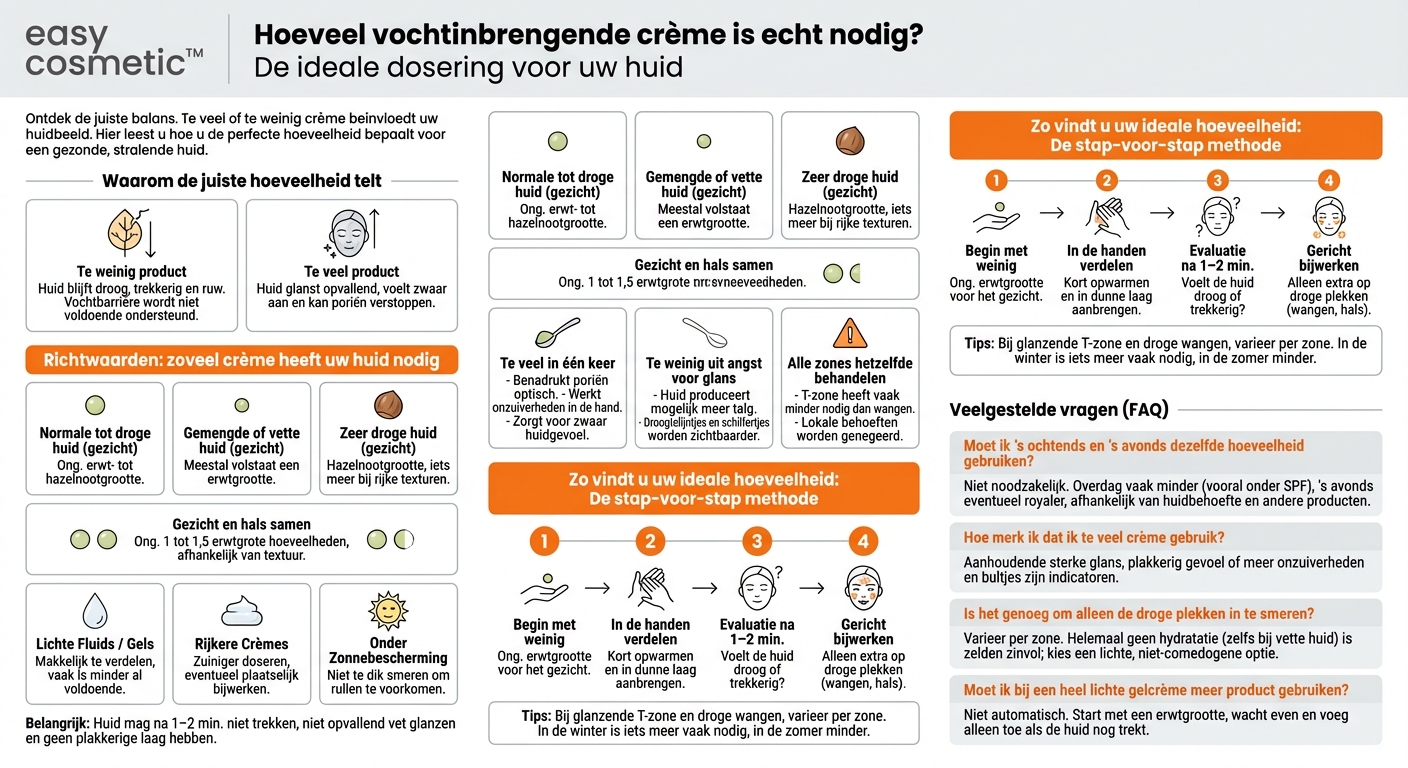 Hoeveel product moet ik per keer van mijn hydraterende crème gebruiken?