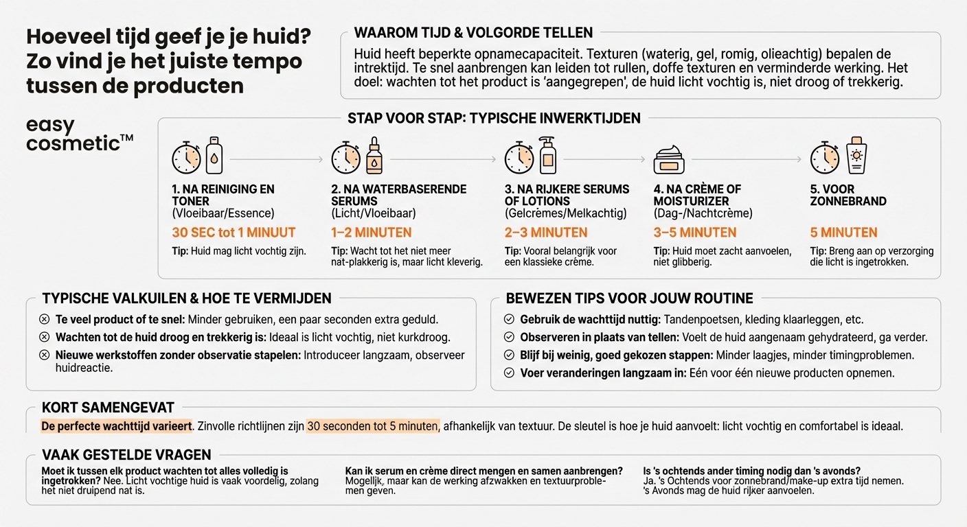 Hoeveel tijd moet ik producten geven voordat ik de volgende aanbreng?