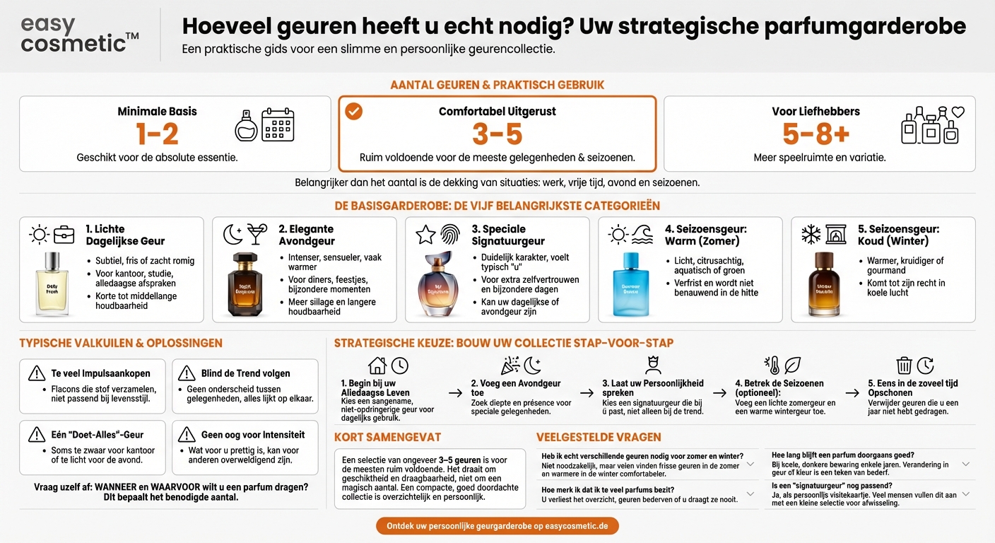 Hoeveel verschillende geuren zou je moeten bezitten om voor de meeste gelegenheden goed uitgerust te zijn?