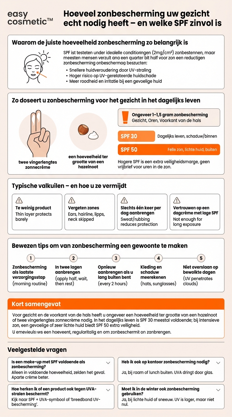 Hoeveel zonnebrandcrème heb ik voor mijn gezicht nodig en welke SPF is zinvol?