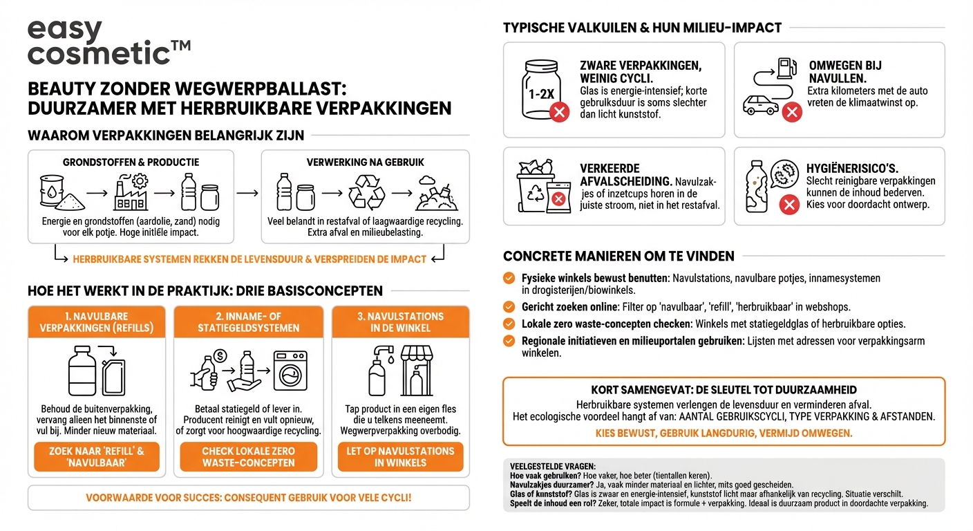 In hoeverre dragen herbruikbare of statiegeldsystemen speciaal voor verpakkingen van verzorgingscosmetica bij aan meer duurzaamheid en waar vind ik zulke aanbiedingen?