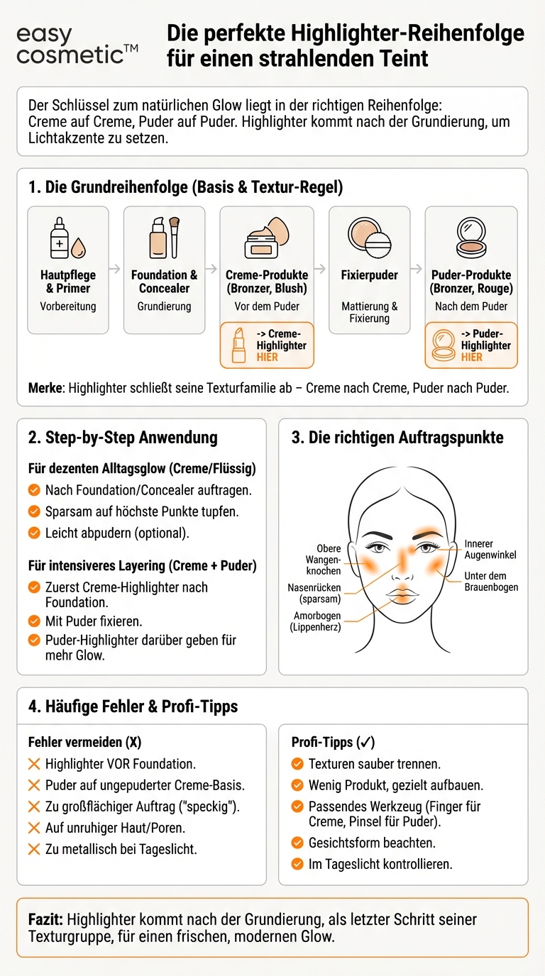 In welcher Reihenfolge in meiner Make-up-Routine benutze ich Highlighter?