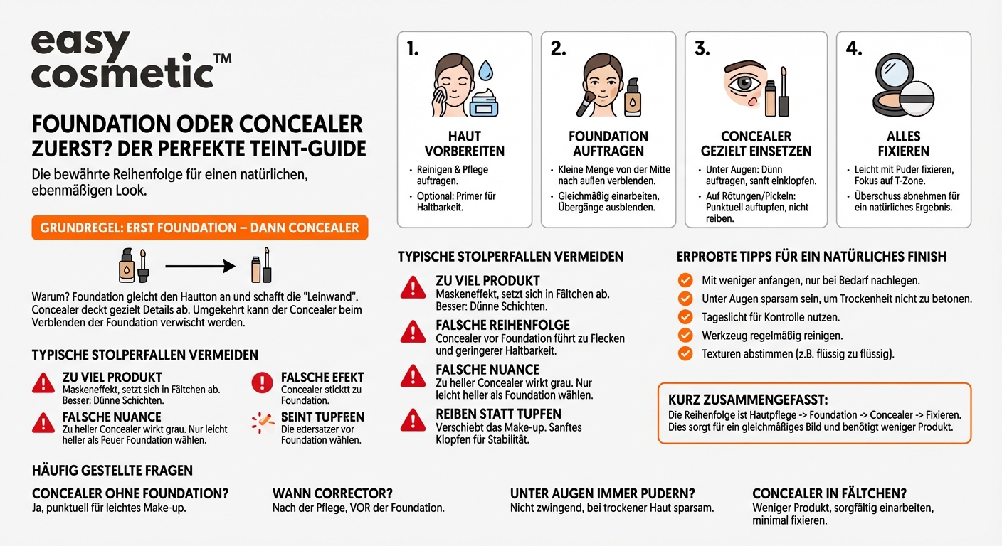 In welcher Reihenfolge trage ich Foundation und Concealer auf?